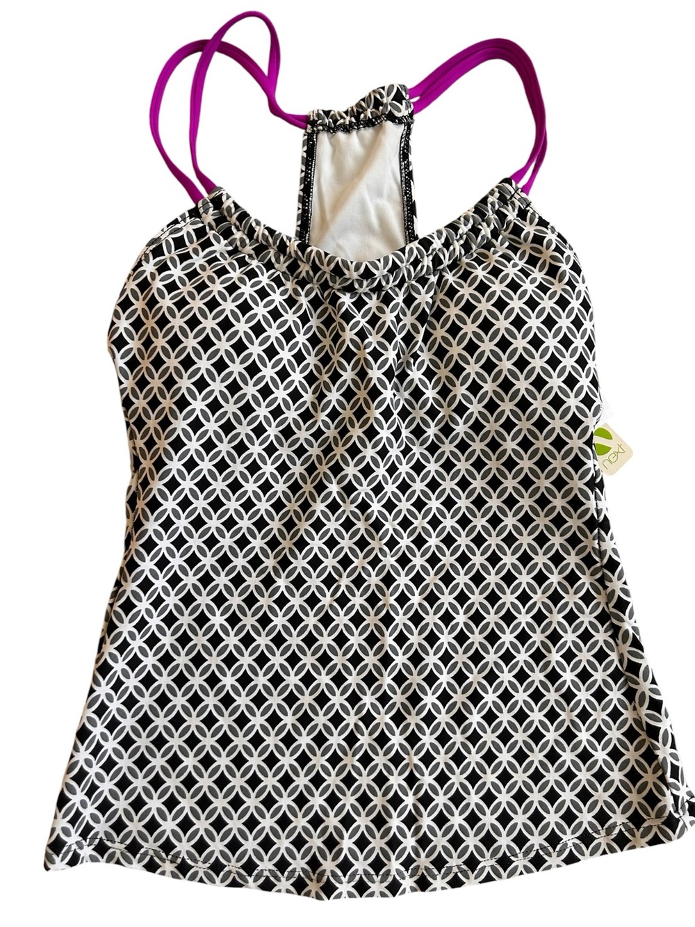 NEXT Black & White Geometric Print Tankini  Swimsuit Top - Size 32 B/C